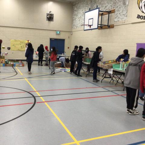 The variety of games set up in the gym. 