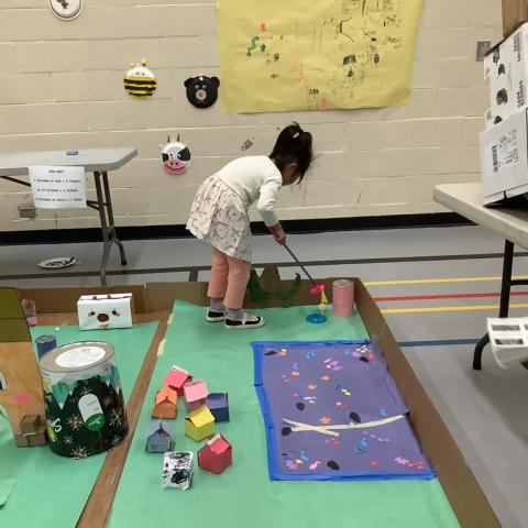 Indoor mini golf. 